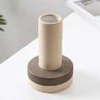 Modern Clay Vessel with Copper Accents – Contemporary Ceramic Decor Cylinder