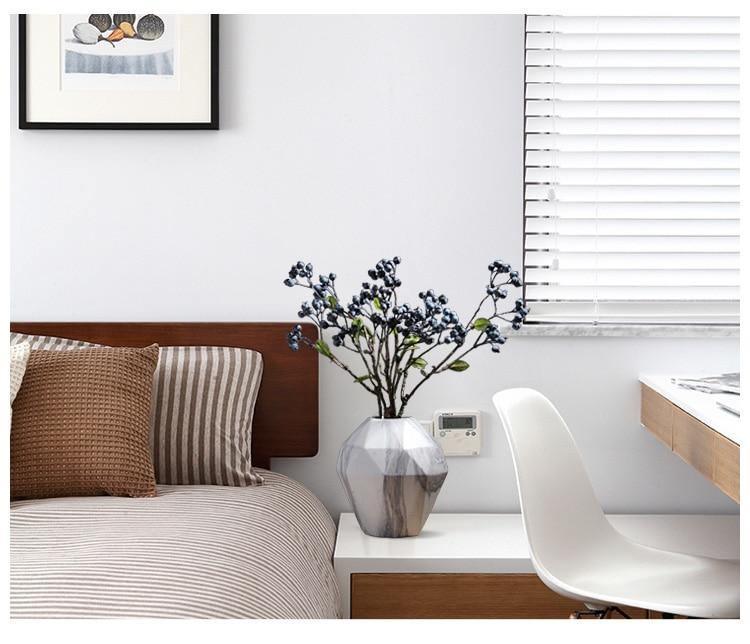 Marble-Effect Geometric Ceramic Vases – Multi-Faceted Non-Porous Decor in 5 Sizes