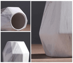 Marble-Effect Geometric Ceramic Vases – Multi-Faceted Non-Porous Decor in 5 Sizes
