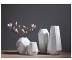 Marble-Effect Geometric Ceramic Vases – Multi-Faceted Non-Porous Decor in 5 Sizes