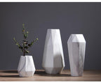 Marble-Effect Geometric Ceramic Vases – Multi-Faceted Non-Porous Decor in 5 Sizes