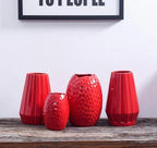 Elegant Curved Red Ceramic Vase – Modern Home Decor in 11 Shapes & Sizes