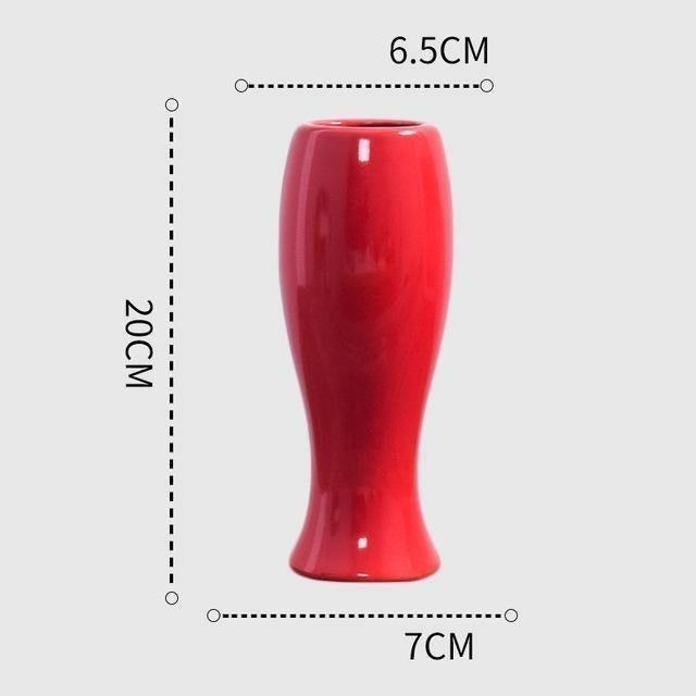 Elegant Curved Red Ceramic Vase – Modern Home Decor in 11 Shapes & Sizes