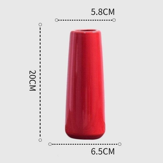 Elegant Curved Red Ceramic Vase – Modern Home Decor in 11 Shapes & Sizes
