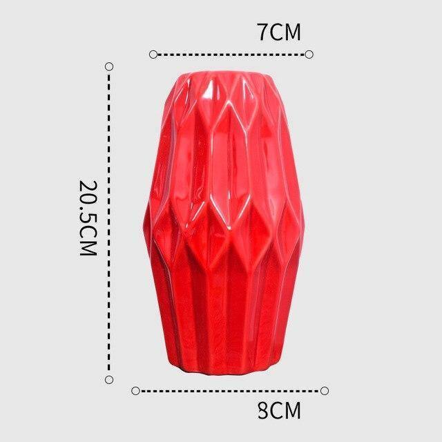 Elegant Curved Red Ceramic Vase – Modern Home Decor in 11 Shapes & Sizes