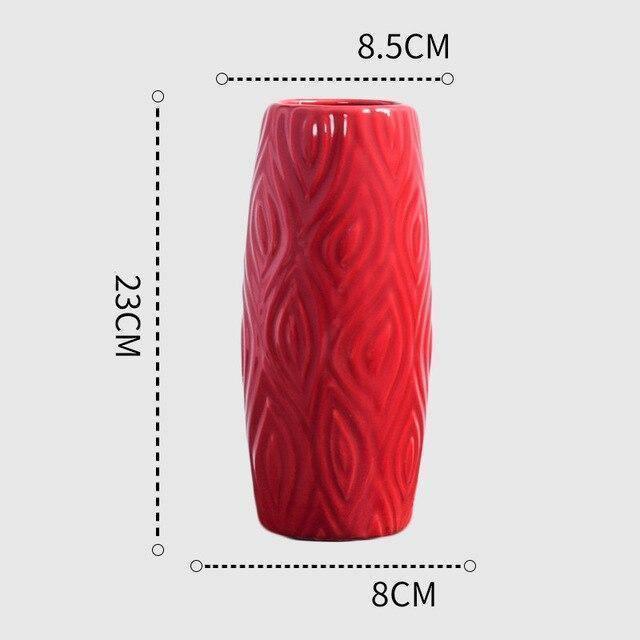 Elegant Curved Red Ceramic Vase – Modern Home Decor in 11 Shapes & Sizes