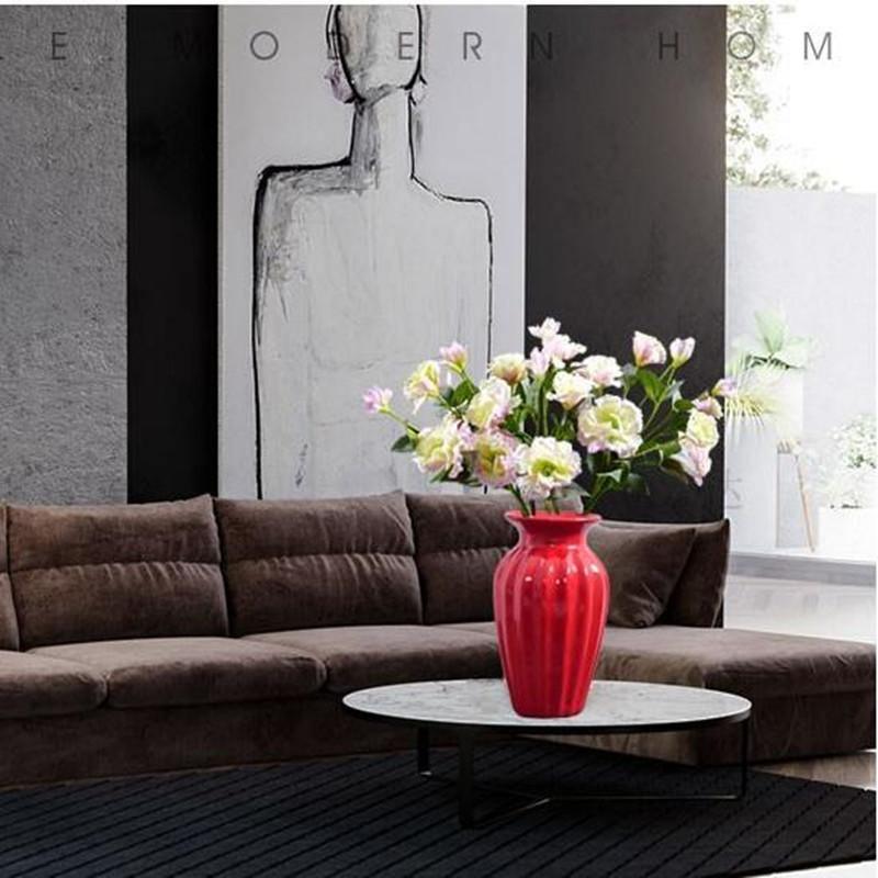 Elegant Curved Red Ceramic Vase – Modern Home Decor in 11 Shapes & Sizes