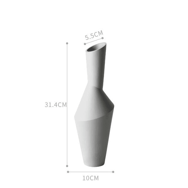 Modern Angular Artistic Ceramic Vases – Premium Porcelain in 3 Colors & Sizes