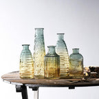 Gradient Glass Bottle Vases – Coastal Blue & Yellow Decorative Flower Display