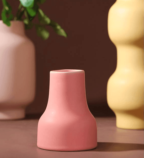 Clay Blossom Vase in Berry Palette – Hand-Painted Waterproof Porcelain Decor
