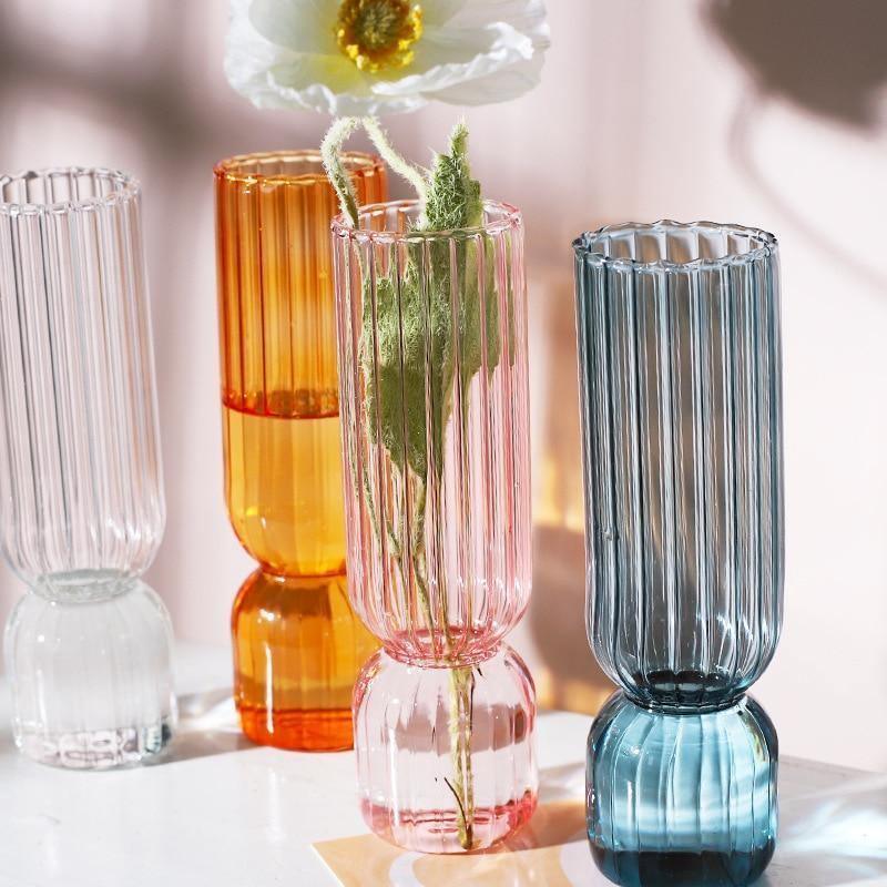 Inverted Colorful Borosilicate Glass Vase – Stained Glass Tabletop Accent 7 Inch