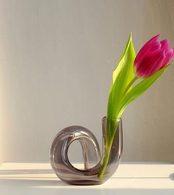 Hydroponic Loop Glass Vase – Blown Borosilicate Tabletop Display in Brown or Gray