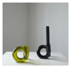 Hydroponic Loop Glass Vase – Blown Borosilicate Tabletop Display in Brown or Gray