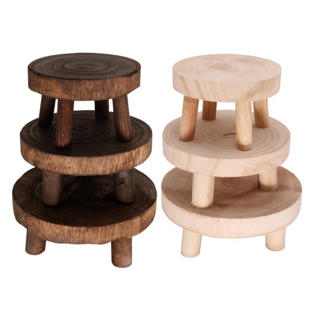 Wooden Plant Holder Seat – Solid Wood Pot Stand in 3 Sizes for Indoor & Outdoor