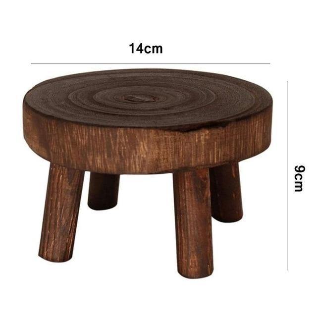 Wooden Plant Holder Seat – Solid Wood Pot Stand in 3 Sizes for Indoor & Outdoor