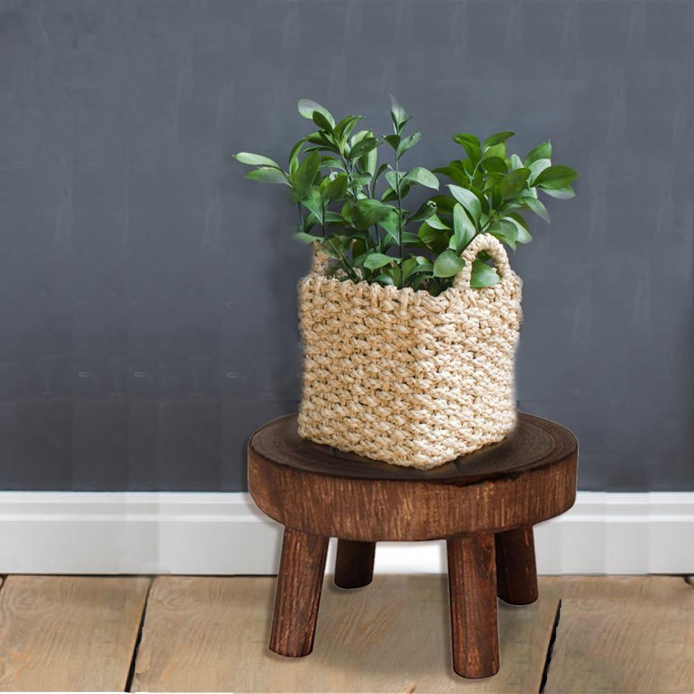 Wooden Plant Holder Seat – Solid Wood Pot Stand in 3 Sizes for Indoor & Outdoor
