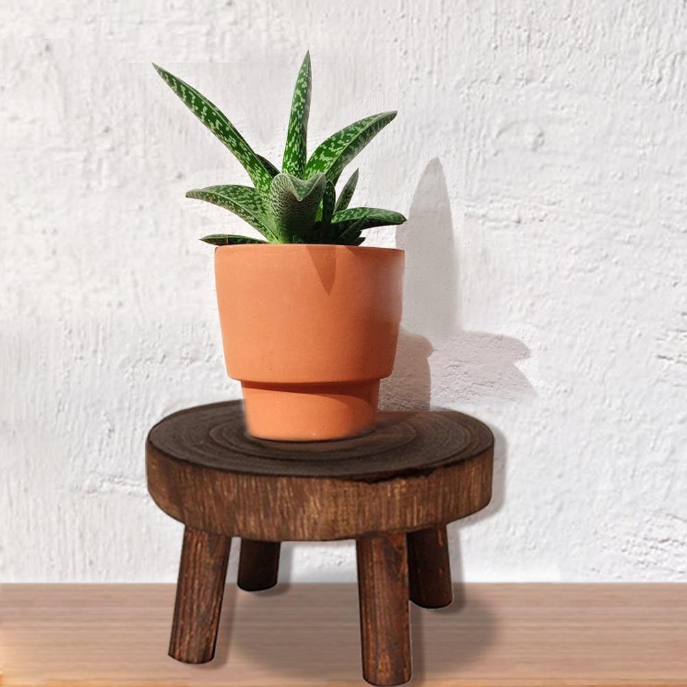 Wooden Plant Holder Seat – Solid Wood Pot Stand in 3 Sizes for Indoor & Outdoor