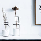 Abstract Porcelain & Iron Detachable Flower Vessel – Modern Minimalist Vase