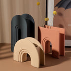 Arch-Shaped Handmade Ceramic Vase – Available in Apricot, Terracotta & Charcoal