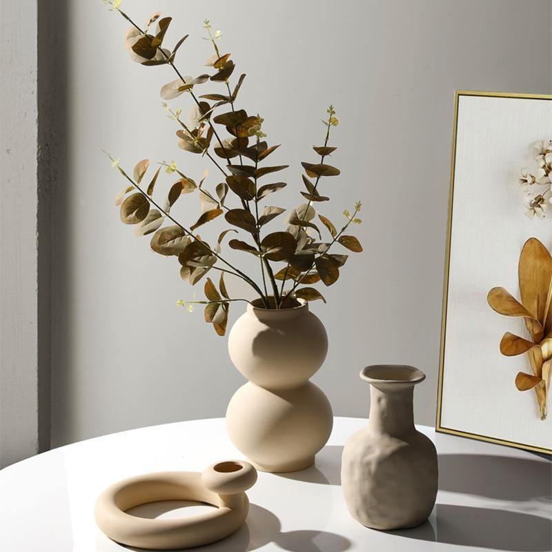 Contemporary Beige Ceramic Vase Collection – Eco-Friendly Modern Nordic Decor