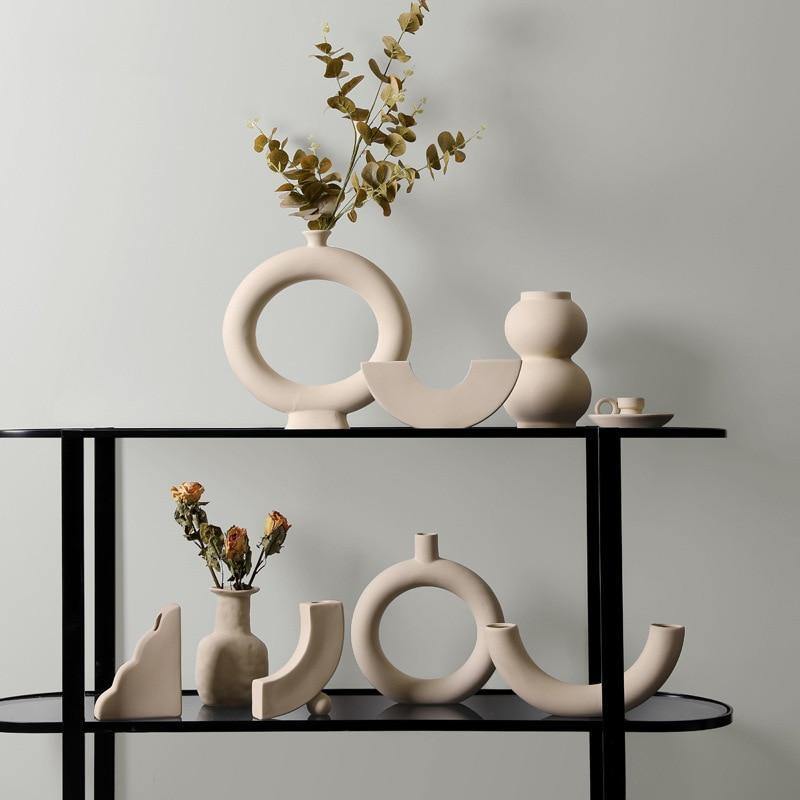 Contemporary Beige Ceramic Vase Collection – Eco-Friendly Modern Nordic Decor