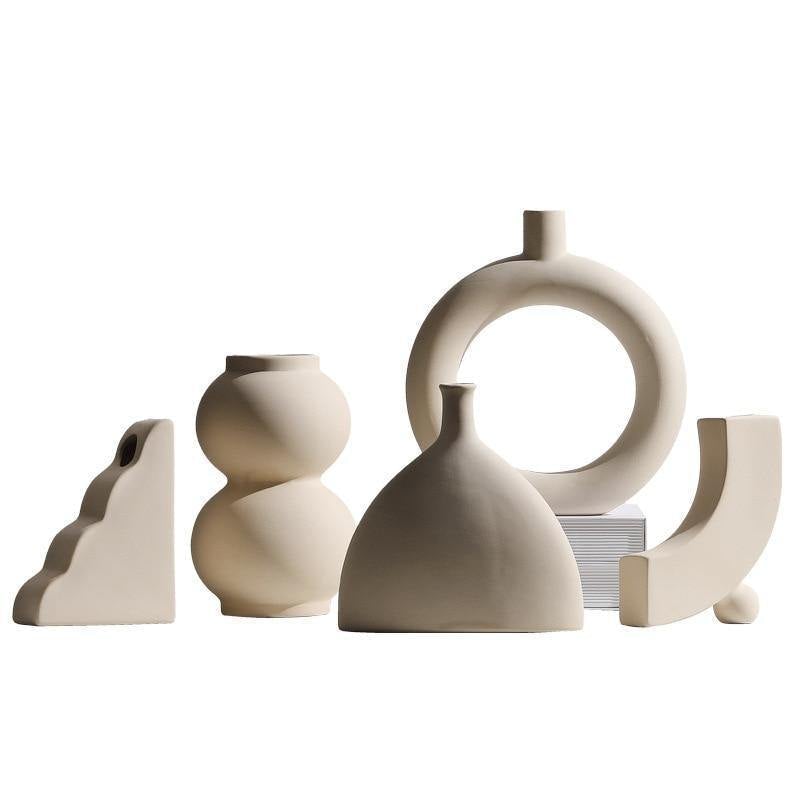 Contemporary Beige Ceramic Vase Collection – Eco-Friendly Modern Nordic Decor