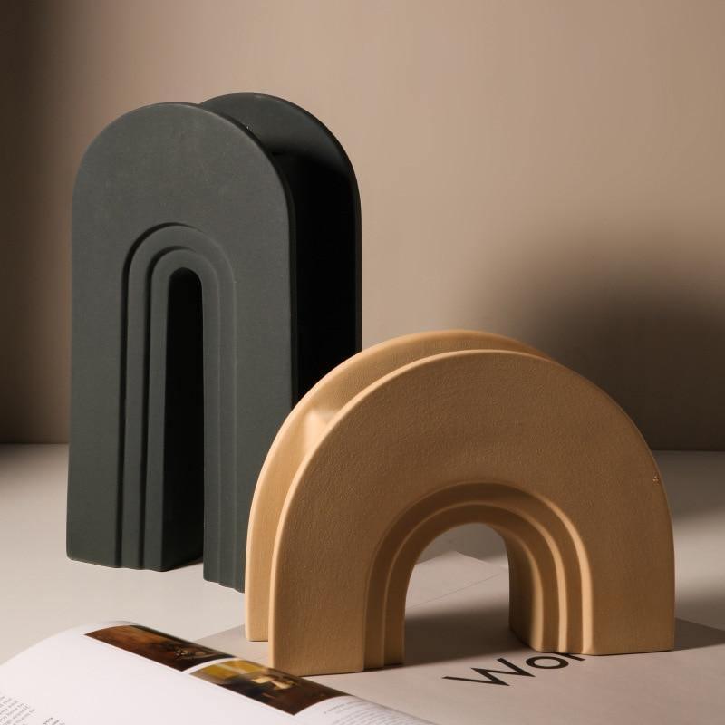 Arch-Shaped Handmade Ceramic Vase – Available in Apricot, Terracotta & Charcoal