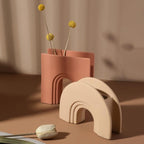 Arch-Shaped Handmade Ceramic Vase – Available in Apricot, Terracotta & Charcoal