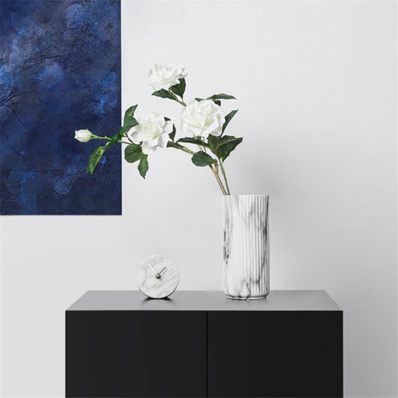 Marble-Effect Textured Ceramic Flower Vase – Non-Slip Porcelain with Anti-Skid Pads