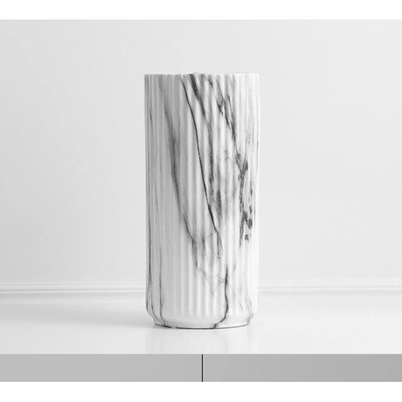 Marble-Effect Textured Ceramic Flower Vase – Non-Slip Porcelain with Anti-Skid Pads