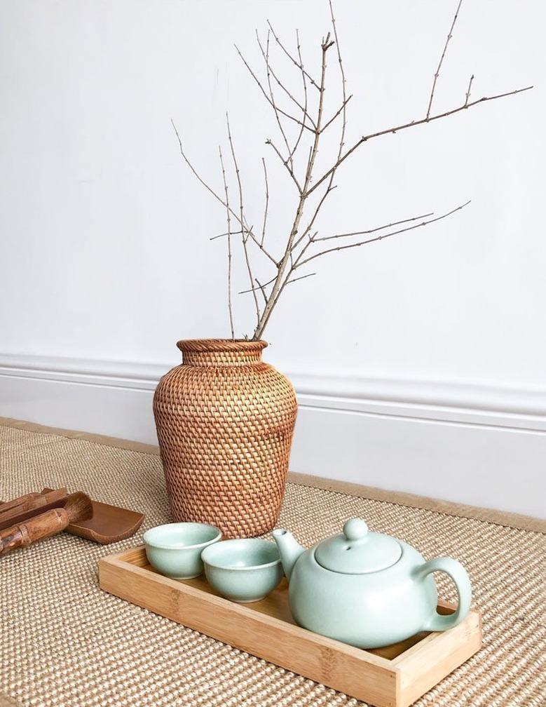 Handcrafted Natural Rattan Vase – Non-Coated Woven Display for Dried Flowers