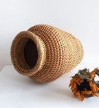 Handcrafted Natural Rattan Vase – Non-Coated Woven Display for Dried Flowers