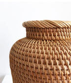 Handcrafted Natural Rattan Vase – Non-Coated Woven Display for Dried Flowers