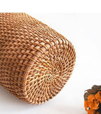 Handcrafted Natural Rattan Vase – Non-Coated Woven Display for Dried Flowers