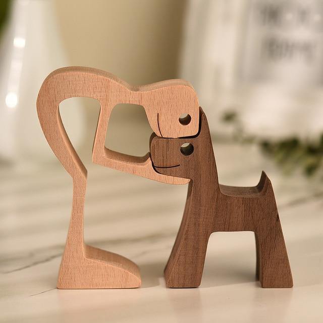 Handcrafted Wooden Dog Figurines – Premium Pet Lover Home Decor in Gift Box