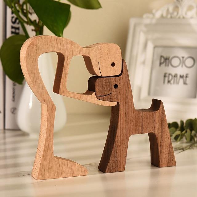 Handcrafted Wooden Dog Figurines – Premium Pet Lover Home Decor in Gift Box
