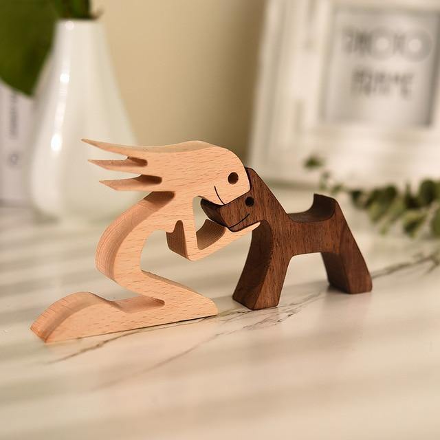 Handcrafted Wooden Dog Figurines – Premium Pet Lover Home Decor in Gift Box