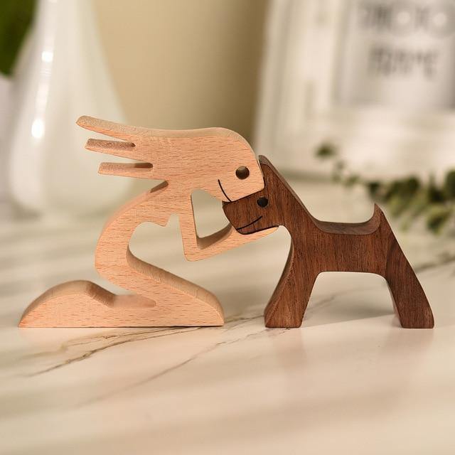 Handcrafted Wooden Dog Figurines – Premium Pet Lover Home Decor in Gift Box