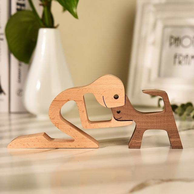 Handcrafted Wooden Dog Figurines – Premium Pet Lover Home Decor in Gift Box