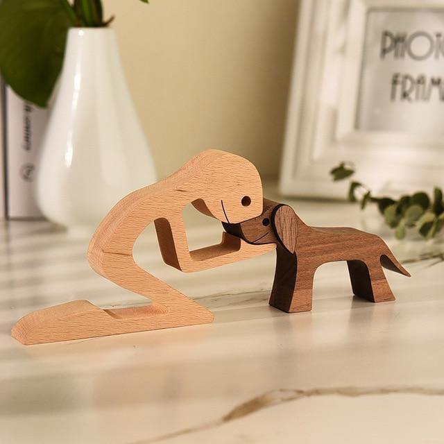 Handcrafted Wooden Dog Figurines – Premium Pet Lover Home Decor in Gift Box
