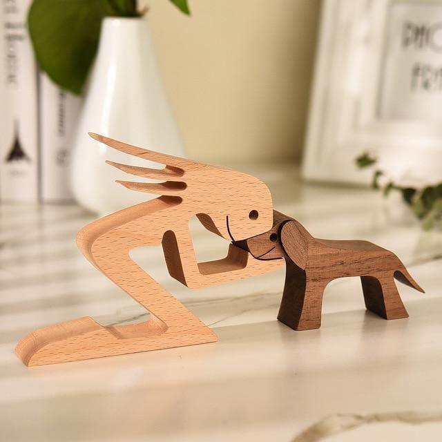 Handcrafted Wooden Dog Figurines – Premium Pet Lover Home Decor in Gift Box