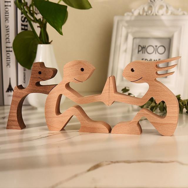 Handcrafted Wooden Dog Figurines – Premium Pet Lover Home Decor in Gift Box
