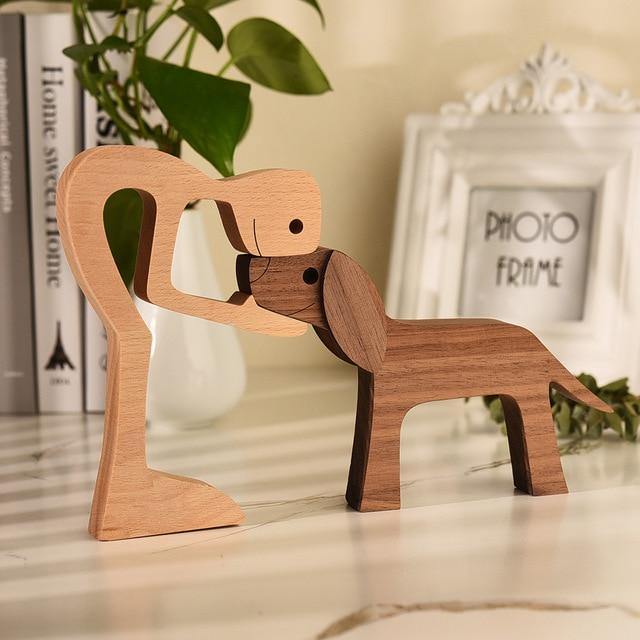 Handcrafted Wooden Dog Figurines – Premium Pet Lover Home Decor in Gift Box
