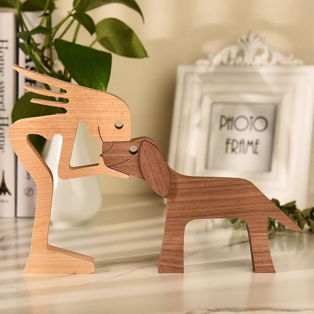Handcrafted Wooden Dog Figurines – Premium Pet Lover Home Decor in Gift Box