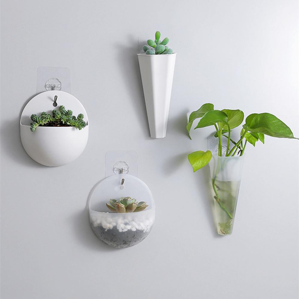 Angular Suspended Wall Planter with Hook – Polypropylene Hanging Flowerpot