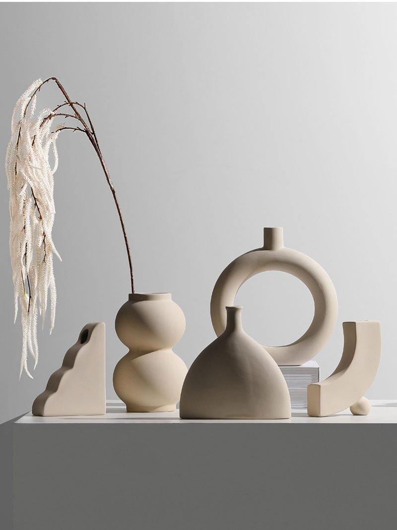 Contemporary Beige Ceramic Vase Collection – Eco-Friendly Modern Nordic Decor