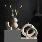Contemporary Beige Ceramic Vase Collection – Eco-Friendly Modern Nordic Decor
