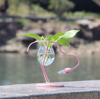 Tropical Flamingo Plant Propagation Station – Metal & Glass Hydroponic Bulb Vase