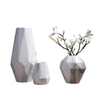 Marble-Effect Geometric Ceramic Vases – Multi-Faceted Non-Porous Decor in 5 Sizes