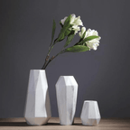 Marble-Effect Geometric Ceramic Vases – Multi-Faceted Non-Porous Decor in 5 Sizes